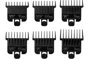 PERFITECH 6Pcs Hair Clipper Guards Compatible with Baybliss FX787 and Andis T Outliner G, GO, GTO, ORL, LS2, LS3, PLS, PMT-1, RT-1, SLII, Trimmer Guards Replacement - 1/16" to 3/8", Black Color