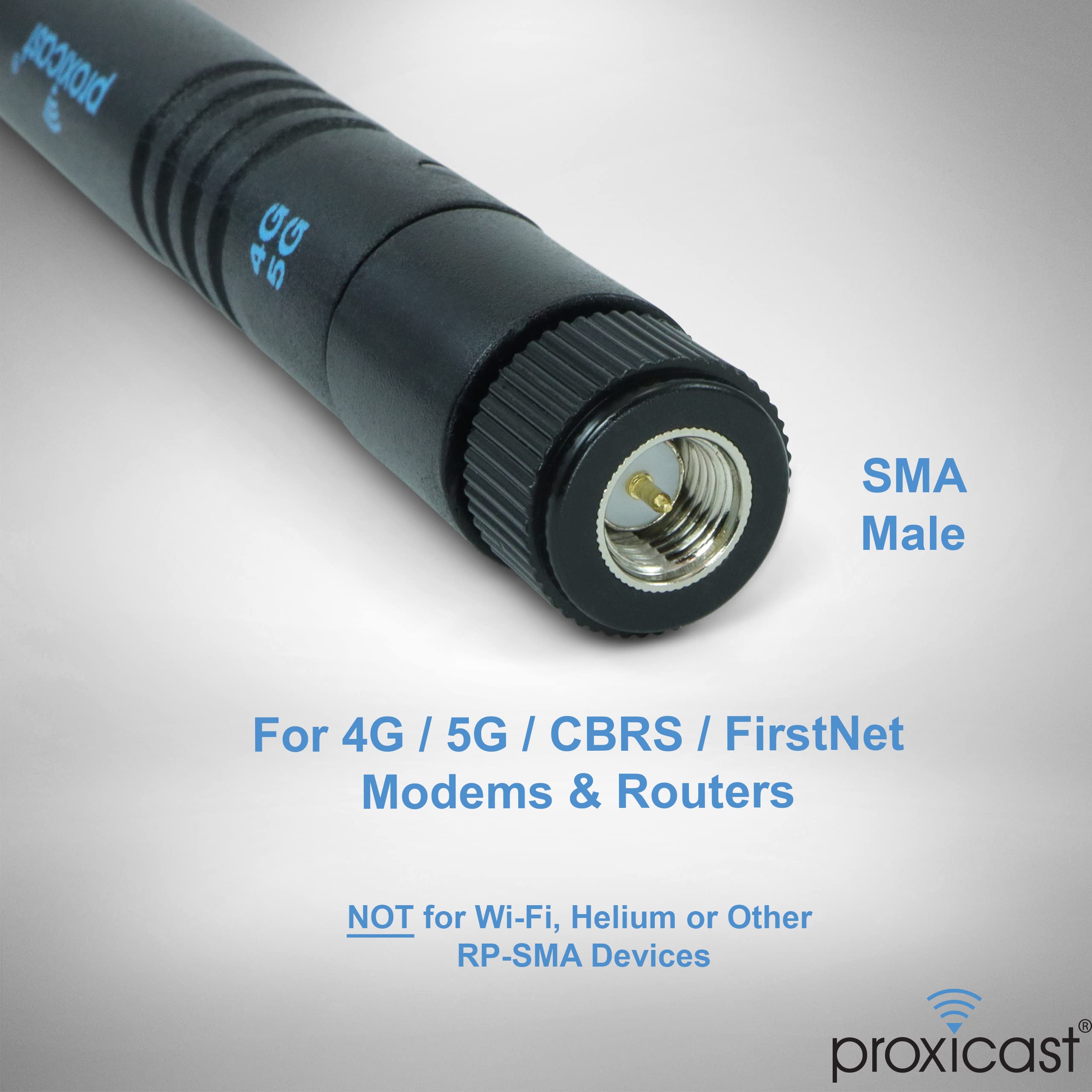 Proxicast 5-8 dBi High Gain External 4G/5G Antenna Compatible with Cisco, Cradlepoint, Netgear, Pepwave, MoFi, CalAmp, Digi, Sierra and Other Routers & Modems with SMA Connectors (ANT-120-006-2PK)