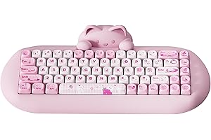 YUNZII C68 Wireless Mechanical Keyboard, 65% Gaming Keyboard Hot Swap,Triple Mode BT5.0/2.4G/Wired, RGB Backlit NKRO,Cute Cat Silicone Ergonomic Keyboard for Win/Mac(Milk Switch,Pink)