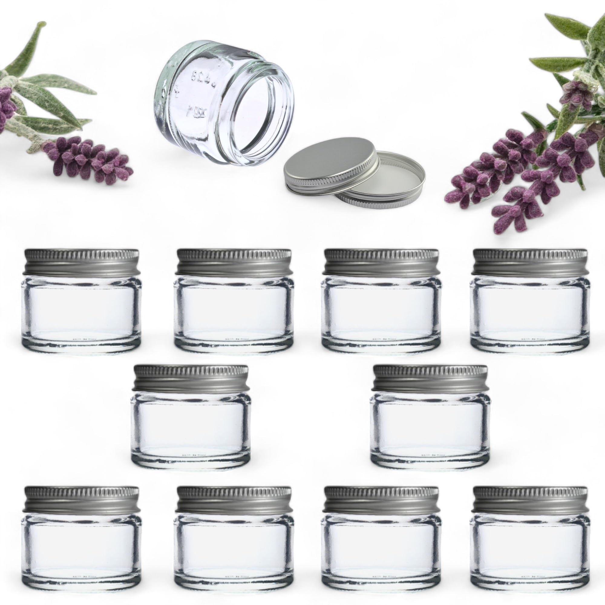 Elegant and Durable 15ml Clear Glass Jars with Airtight Silver Lids - Perfect for Candlemaking, Storage, DIY Beauty and Gifting - Heat-Resistant, Refillable & Stylishly Compact - Set of 10