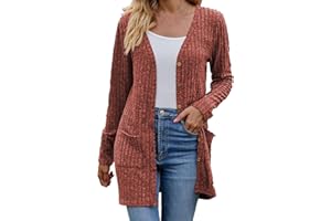 QEAGHOU Womens Cardigan Sweaters with Buttons 2023 Lightweight Dressy Long Cardigan Fall Long Sleeve Knit Crochet Cardigan