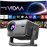 Smart Projector VIDAA OS 1000 ANSI, Outdoor Projectors 4K with WiFi and Bluetooth Compatible with Netflix TOF Auto Focus Keystone HDR10, Portable Movie Proyector for Ceiling Home Theater