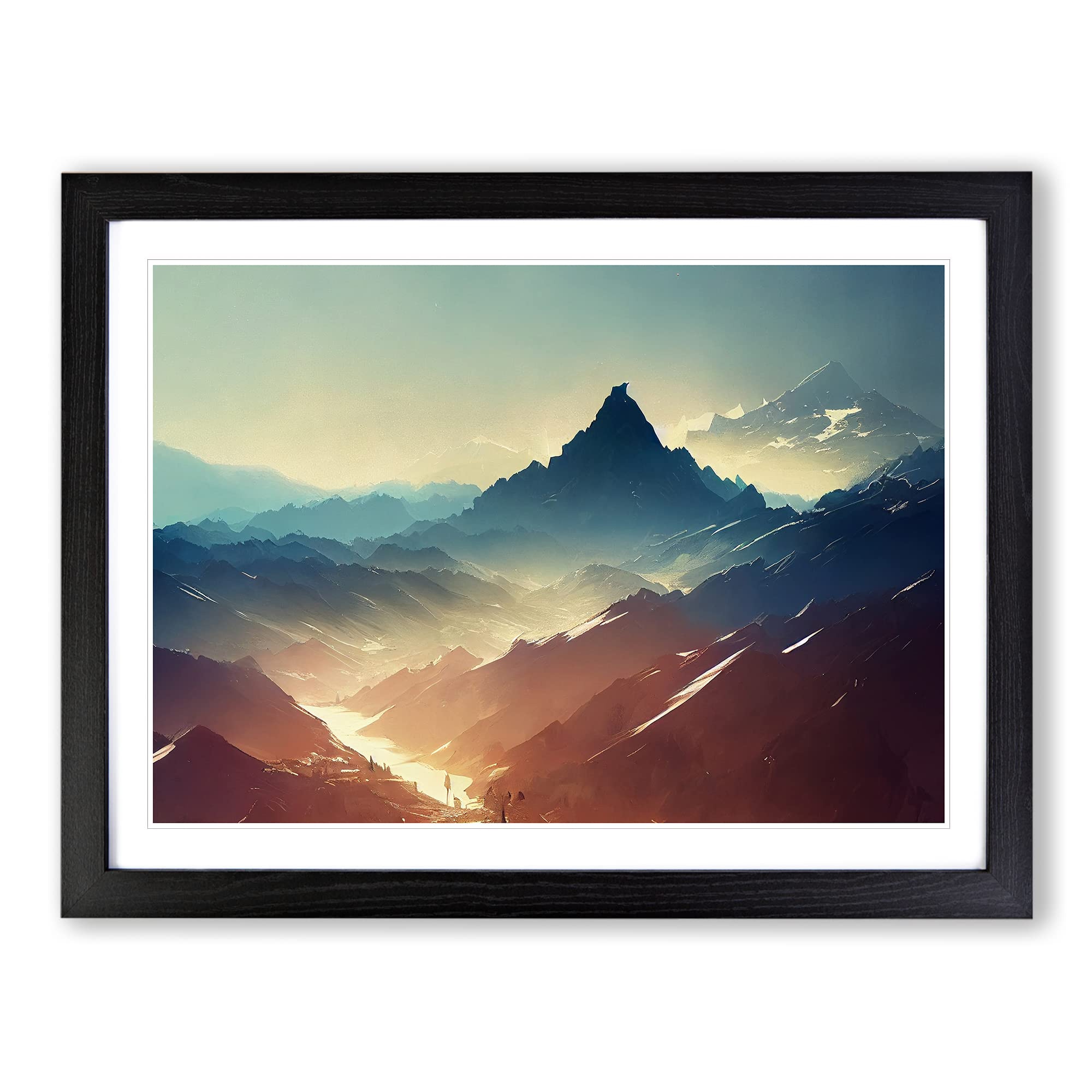 Thrilling Mountain Landscape Framed Print | A3 Black Framed Wall Art | Ready to Hang | Modern Landscape Picture | Living Room Bedroom Lounge Office