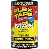 Flex Tape Strong Rubberized Waterproof Tape, Black, 8 in x 25 ft, 1-Pack | Patch, bond, seal, repair, works underwater, strong adhesive, roof leaks, gutters, pipes, pools, boats, RV, UV resistant
