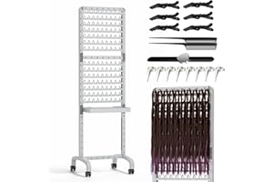 Sunnacate 280 Pegs Braiding Hair Rack with Tray and Tools, Height Adjustable, 2-Side Braid Rack with Wheels, Standing Braider Hair Stand Separator Extension Holder Perm Accessories for Salon Home