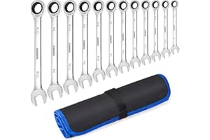 SORAKO Ratchet Wrench Set 12pcs, SAE 1/4-13/16 Ratcheting Combination Chrome Vanadium Steel Wrench kit for Car Repair