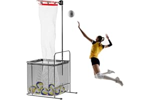 Jasdego Pro Volleyball Setter Training Equipment Volleyball Setting Trainer Practice Net with 2 Target Hoop Size & 6 Angles & 13 Height Adjustment Ball Collection Bag Indoor Outdoor Practice