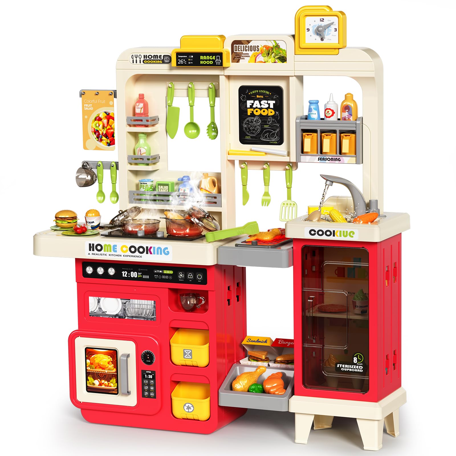 Photo 1 of ***SE DESCONOCE SI FALTAN PIEZAS*** Pig Kids Kitchen Playset, Play Kitchen with Stove, Grill, Sink, Play Food, ToyKitchen Accessories, Cooking Kitchen with Lights Sound Steam, Pretend Play Toys for Kids Toddler Birthday Gifts