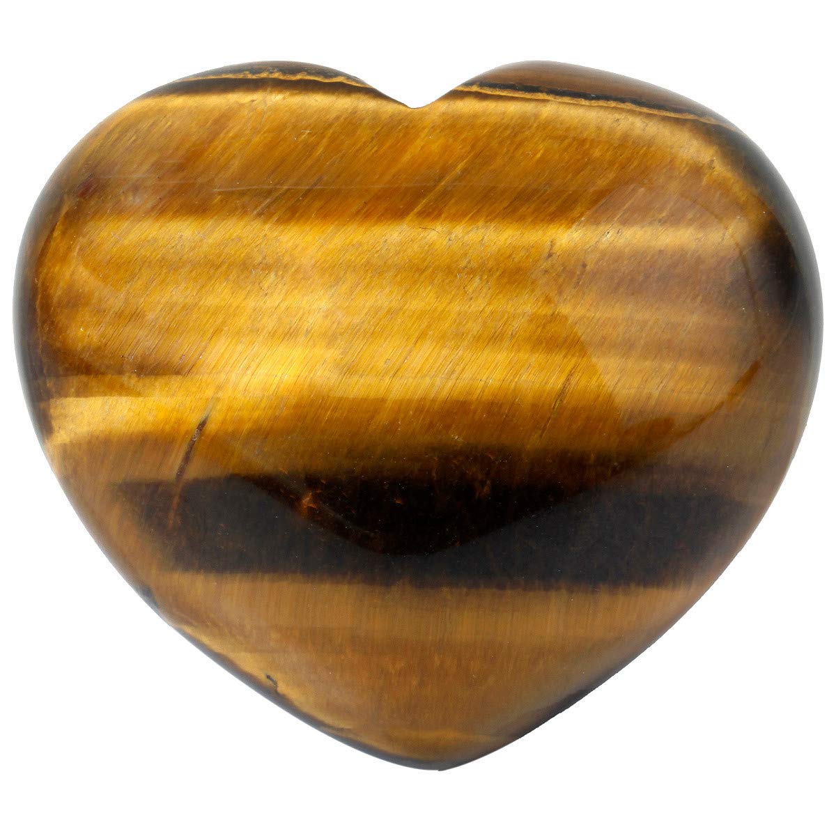 KYEYGWO Tiger Eye's Stone Puff Heart Healing Crystals Love Stone, Pocket Stones Palm Worry Stone for Reiki Meditation Balancing, 1.7" (1 PCS)