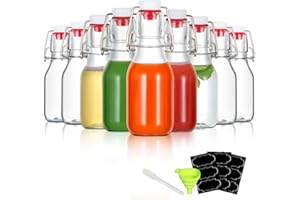 YEBODA 9 Pack 4 oz Swing Top Glass Bottles,Small Flip Top Glass bottles with airtight Caps for Home Brewing,Kombucha,2nd Ferm