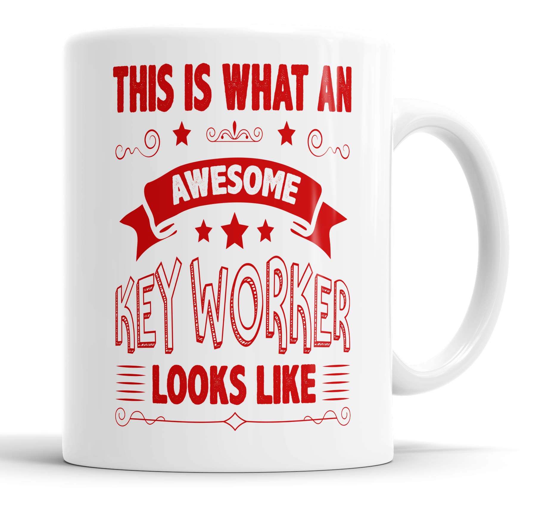 This is What an Awesome Key Worker Looks Like Mug Humour, Joke, Leaving Present, Friend Gift Cup Birthday Christmas, Ceramic Mugs