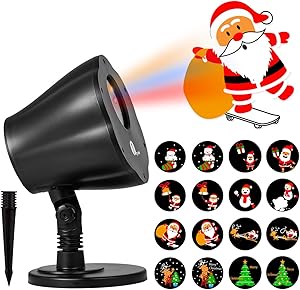1byone Christmas Decorations Light Projector, 8in1 Auto-Shifting Images and Auto-Switchable Pattern, Outdoor/Indoor Use, IP65 Water-Resistant