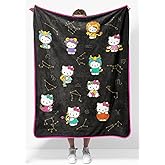 Jay Franco Plush Throw Blanket – Soft & Comfy Throw for Couch or Bed – Cozy Home Décor for Living Room & Bedroom, Black - Hello Kitty, 40x50 - Travel Blanket