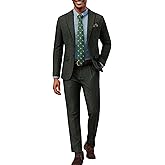 PJ PAUL JONES Mens 2 Piece Suit Vintage Herringbone Tweed Suits 2 Button Peak Lapel Blazer Pants Set