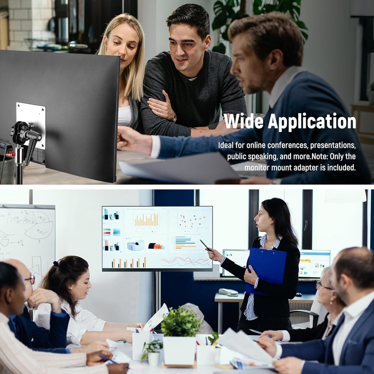 NEEWER Monitor Mount Adapter with VESA Mount, Aluminum Alloy Light Stand Adapter Dual 360° Ball Joint M4 Screw & 5/8