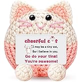 Emotional Inspirational Support Gifts for Women Men Handmade Crochet Animals Cat Encouragement Motivational Gifts for Cat Lovers Friends Coworkers Best for Birthday Valentine Graduation Home Decor