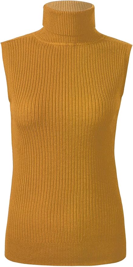 Damen Rollkragenpullover Ärmellos - Slim Fit Stehkragen Top Aus Viskose Blend