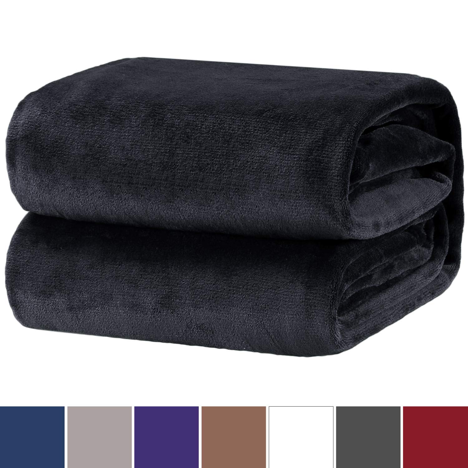 Bedsure Fluffy Throw Blankets Double/Twin Size Ash Black Super Soft