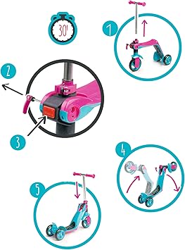 smoby reversible 2 in 1 scooter pink