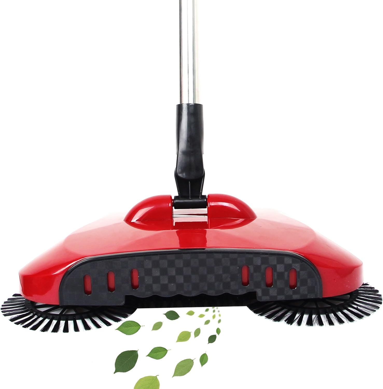 hierkryst Brush Sweeping Machine Household Cleaner Automatic Push Sweeper Broom Without Electricity (Red)