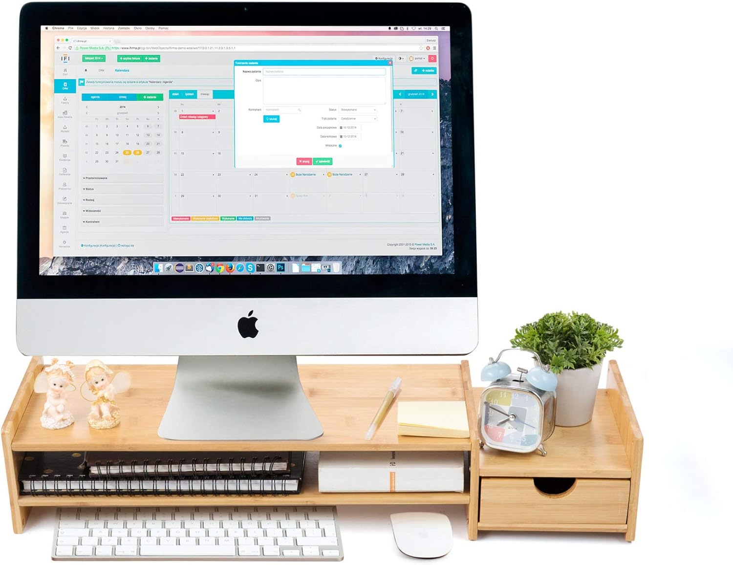 Monitor Stand Riser Desk Organizer-Bamboo 2 Tier Laptop Stand with Drawers, Adjustable Desktop Storage Organizer for Computer, Printer, Cellphone-Use in Office, Home/Reduce Neck &Eye Strain(Fawn) : Office Products