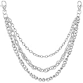 Molain Wallet Pants Chain Hip Hop Punk Jeans Chain, 3-Layer Gold Silver Pocket Chains for Women Men with Lobster Clasps