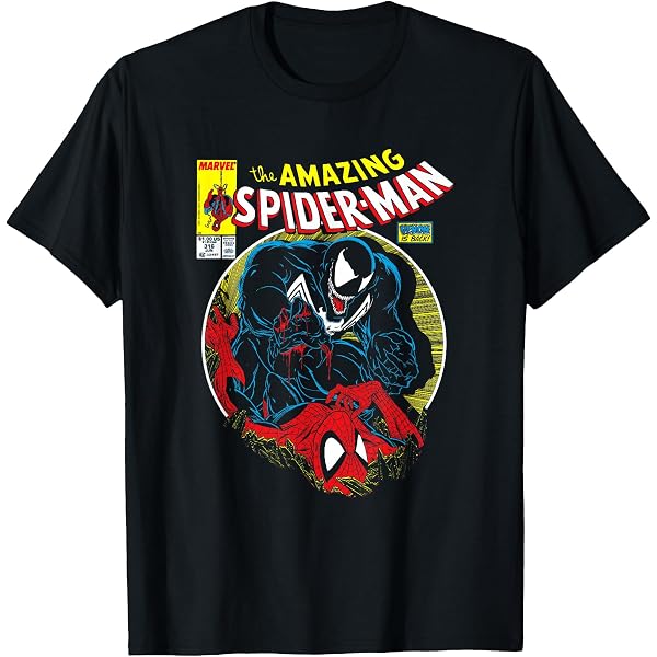 Marvel Men's Graphic T-Shirt - The Amazing Spider-Man Vs Venom Print, Short Sleeve Crewneck, 100% Cotton