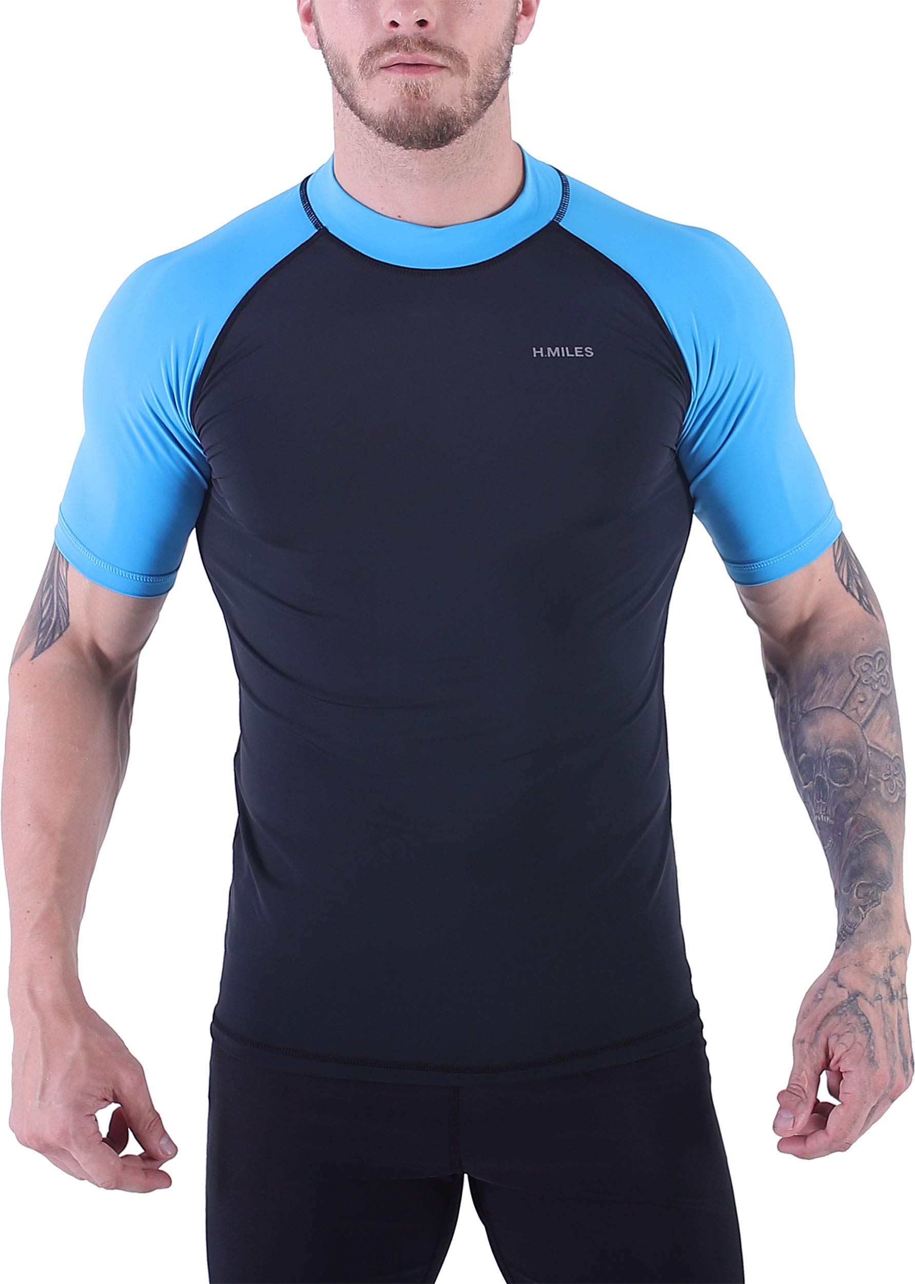 Men's Diving Rash Guard Swim Shirt Loose Fit Athletic Undershirt Quick Dry Surfing Tops UPF 50+