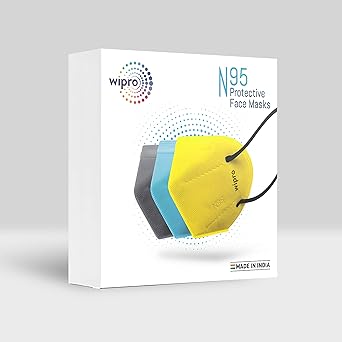Wipro N95 Face mask 3 pcs (Grey/Yellow/Blue)