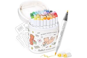 Ohuhu×Bobbie Goods Alcohol Markers, Co-branded 48-color Brush & Fine Alcohol Markers for Adult Artist Beginner Coloring Drawi