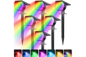 Peasur 6 Pack Solar Spot Lights Outdoor Color Changing, 7 Modes Halloween RGB Solar Powered Waterproof Spotlight, Landscape Lighting for Outside Yard Garden Pathway