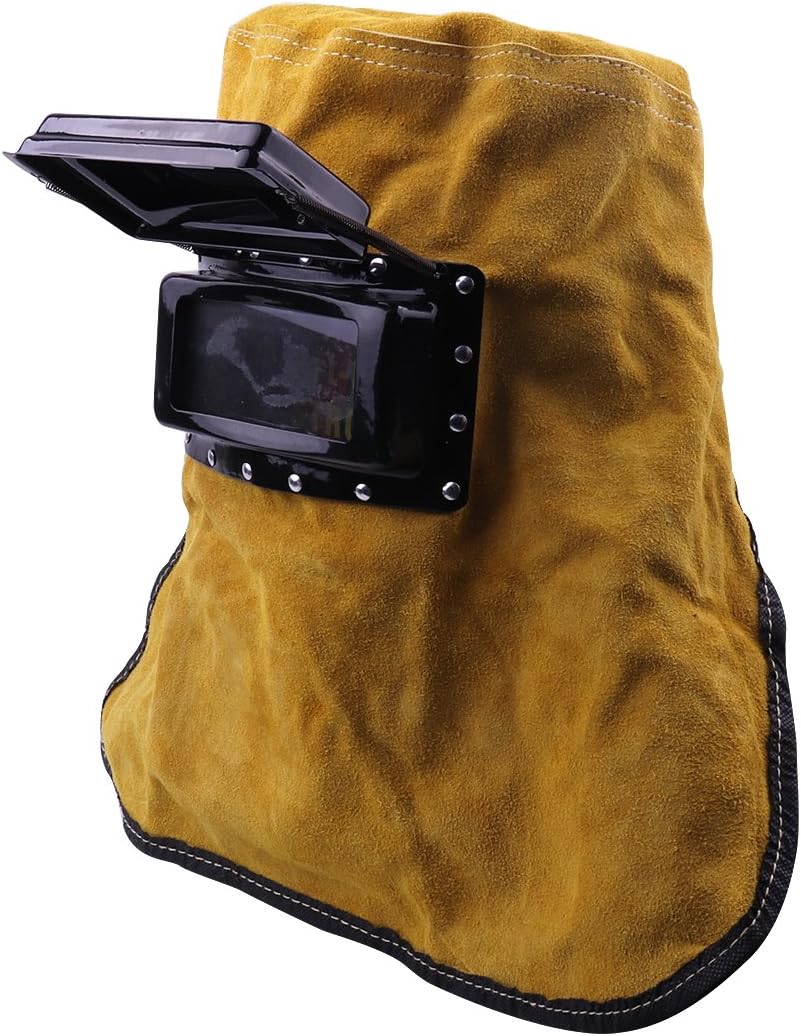Atoplee 1pc Welding Mask Cowhide Leather Comfortable Welding Leather Hood Helmet Face Mask