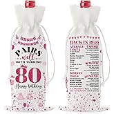80th Birthday Gifts for Women, 80 Year old Birthday Gifts for Women Men Wine Bag, 80th Birthday Party Decor Gifts Wine Bags for Mom Sister Wife Friend Her Pink kitchen