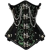 luvsecretlingerie 26 Double Steel Boned Waist Training Brocade & Faux Leather Underbust Shaper Corset #8709