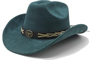 Wotfim Western Cowboy Hat for Women Men with Band Wide Brim Suede Cowboy Cowgirl Hat Western Style Hat