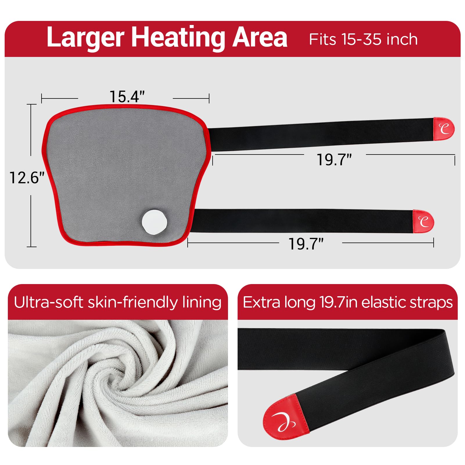 Comfytemp Heating Pad for Leg Pain & Cramps Relief, Wearable Knee Heating Pads for Knee Pain, Wrap Around Heating Pad for Shin Splint/Calf/Arm, Birthday Gifts for Mom Women (S/M)