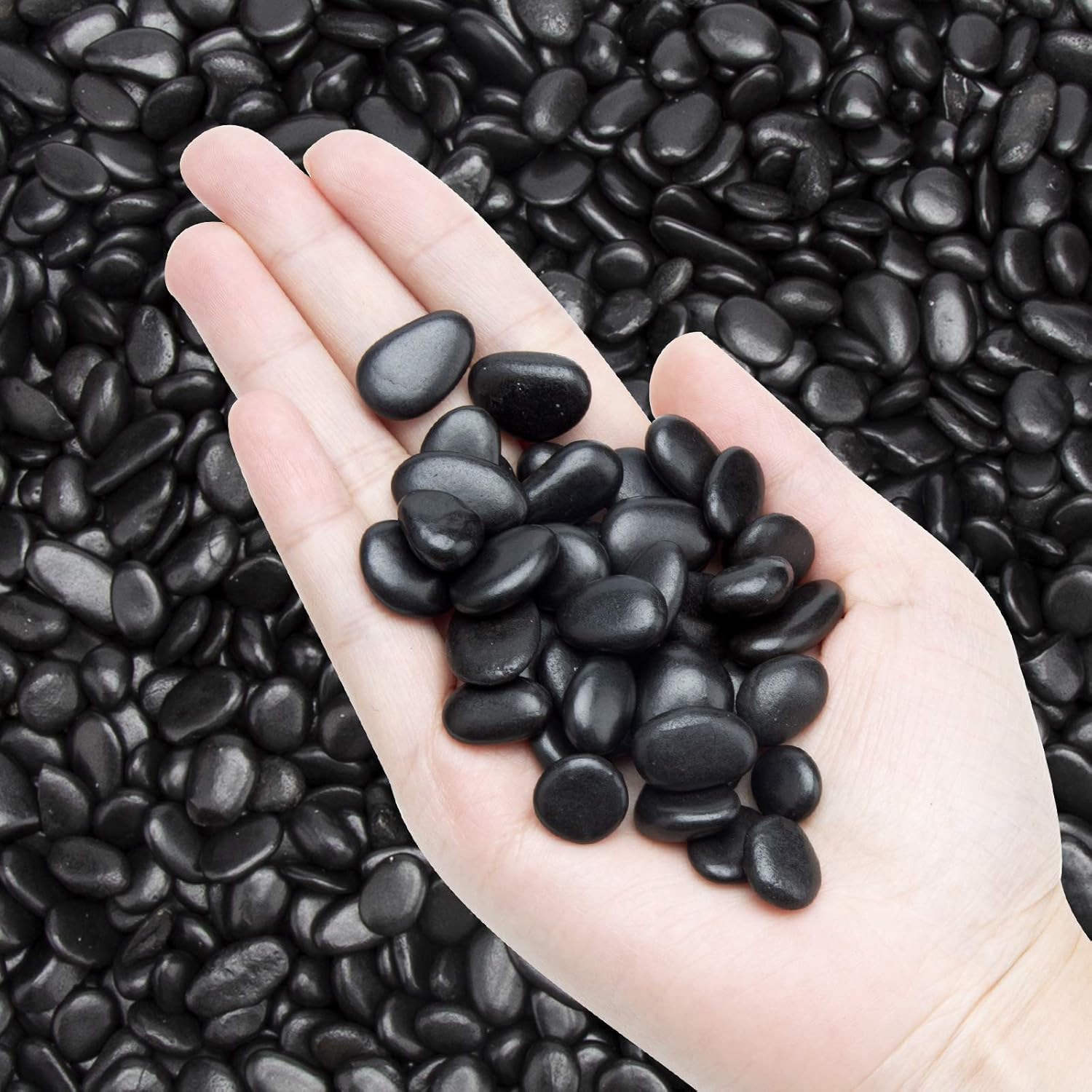 5.7lb Black Small Decorative Pebbles - Aquarium Gravel River Rock,Natural Polished Decorative Stones 3/8