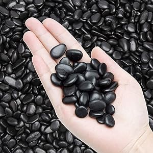 5.7lb Black Small Decorative Pebbles - Aquarium Gravel River Rock,Natural Polished Decorative Stones 3/8