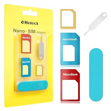 Helect SIM Karten Adapter für Smartphones, 5 in 1 Nano Micro Standard Adapter Kit Converter mit Sander Bar und Fach Nadel