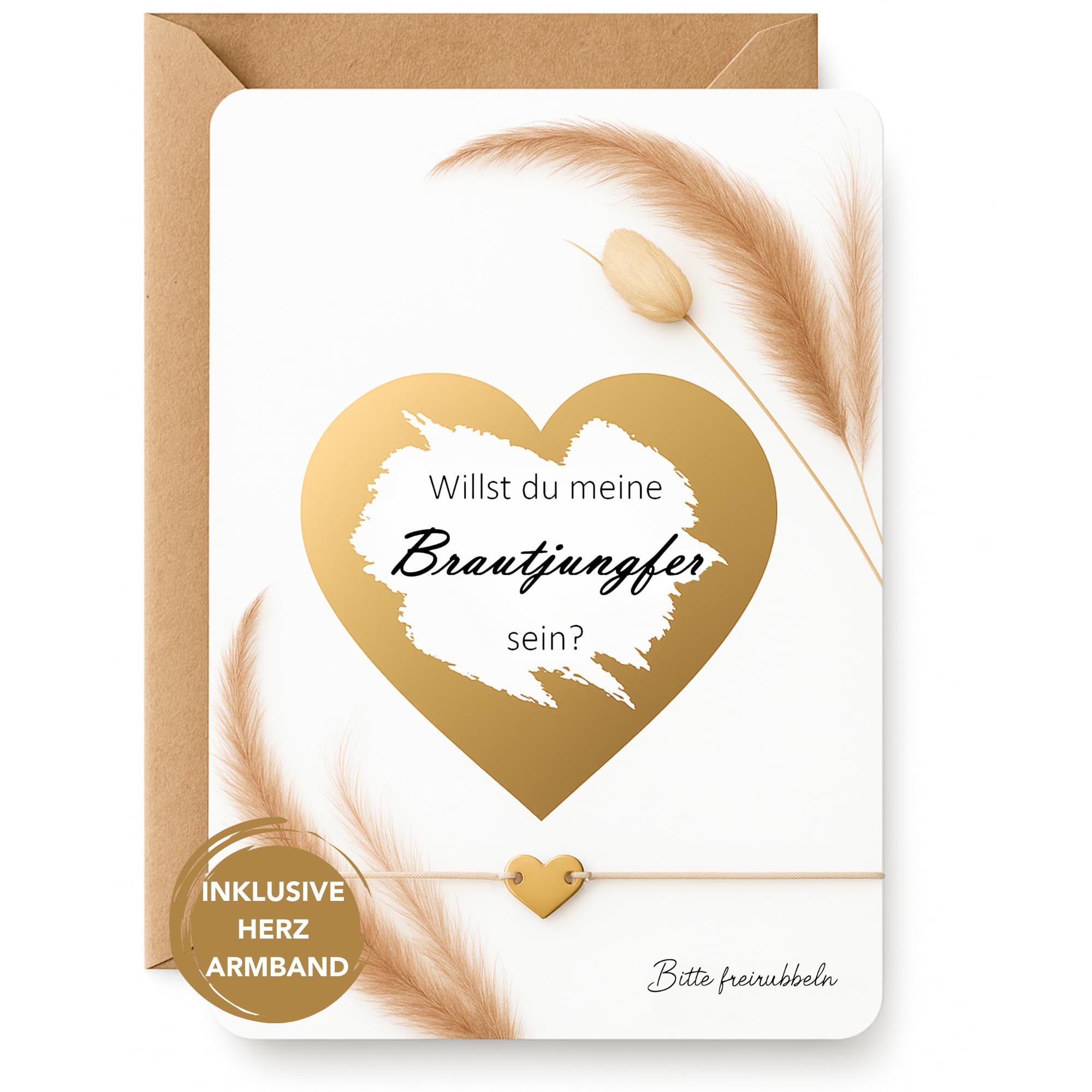 LeniSch Bridesmaid Ask Card | Scratch Card with Heart Bracelet (18K Gold) | Will You Be My Bridesmaid | Scratch Gift Idea