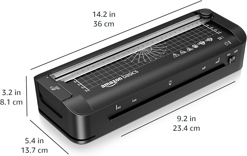 Plastifieuse thermique A4 3 en 1, fonctions de découpage, perforage et arrondi de coins, 10 pochettes incluses, prise EU, Noir