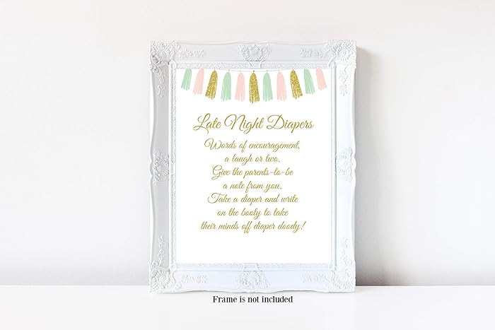 Amazon Com Tassel Baby Shower Late Night Diapers Sign Diaper Baby