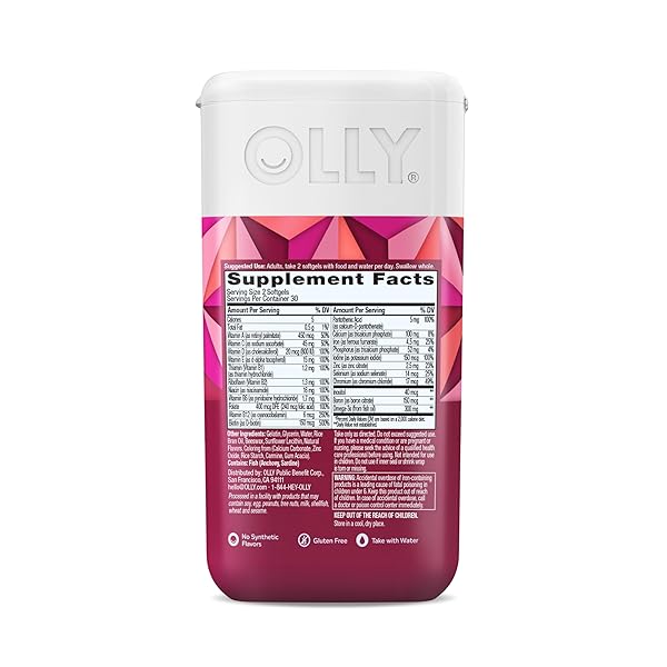 OLLY ULTRA WOMEN’S MULTI SOFTGELS, OVERALL HEALTH AND IMMUNE SUPPORT, OMEGA-3S, IRON, VITAMINS A, D, C, E, B12, DAILY MULTIVITAMIN, 30 DAY SUPPLY – 60 COUNT