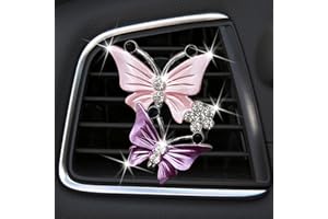 GOWXS Car Air Fresheners Vent Clips for Women, Cute Dual Butterfly Diamond Rhinestone Sparkly Bling Air Freshener Accessories