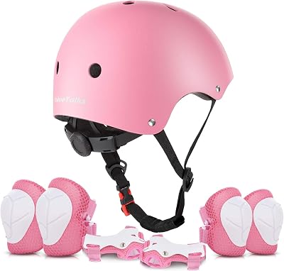 ValueTalks Kids Bike Helmet and Pads Set 7pc Adjustable Black