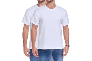 wirarpa Men's T-Shirts 100% Cotton Midweight Crewneck Short Sleeve Tees Casual Plain T Shirt 2 Pack