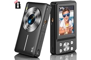 AKJJHFUE Digital Camera, Kids Camera FHD 1080P 44MP Small Digital Camera with 32GB SD Card Vlogging Camera 16X Digital Zoom, Point and Shoot Digital Camera Gift for Kids Boys Girls Teens Students - Black