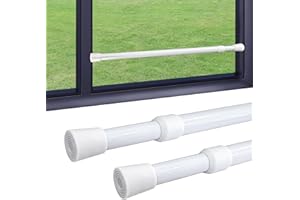 toresper 2 Pack Window Security Bars Adjustable Sliding Glass Door Lock Bars 15.7''-27.5'' Tension Rods 1.2'' Diameter Window Safety Lock Bar Stopper with Rubber Tips (White-2Pcs, 15.7''-27.5'')