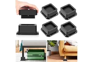Yookwutar 4 Pack Furniture Risers 1 Inch, Adjustable Bed Risers Heavy Duty for Table Desk Couch Chair Sofa Cabinet Bed Legs Dorm, Square Stackable Bed Raisers Blocks Lift Height 1" or 2", Black