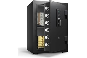 DAYI Fireproof Safe, 3.0 Cubic Feet Biometric Fingerprint Fire Proof Safes Box for Home Documents Money, Digital Touchpad Security Safe Dual Alarm System - DY-60FP